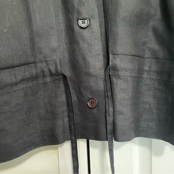 Linda Allard for Ellen Tracy Linen Black Blazer Size 14 - Picture 4 of 9